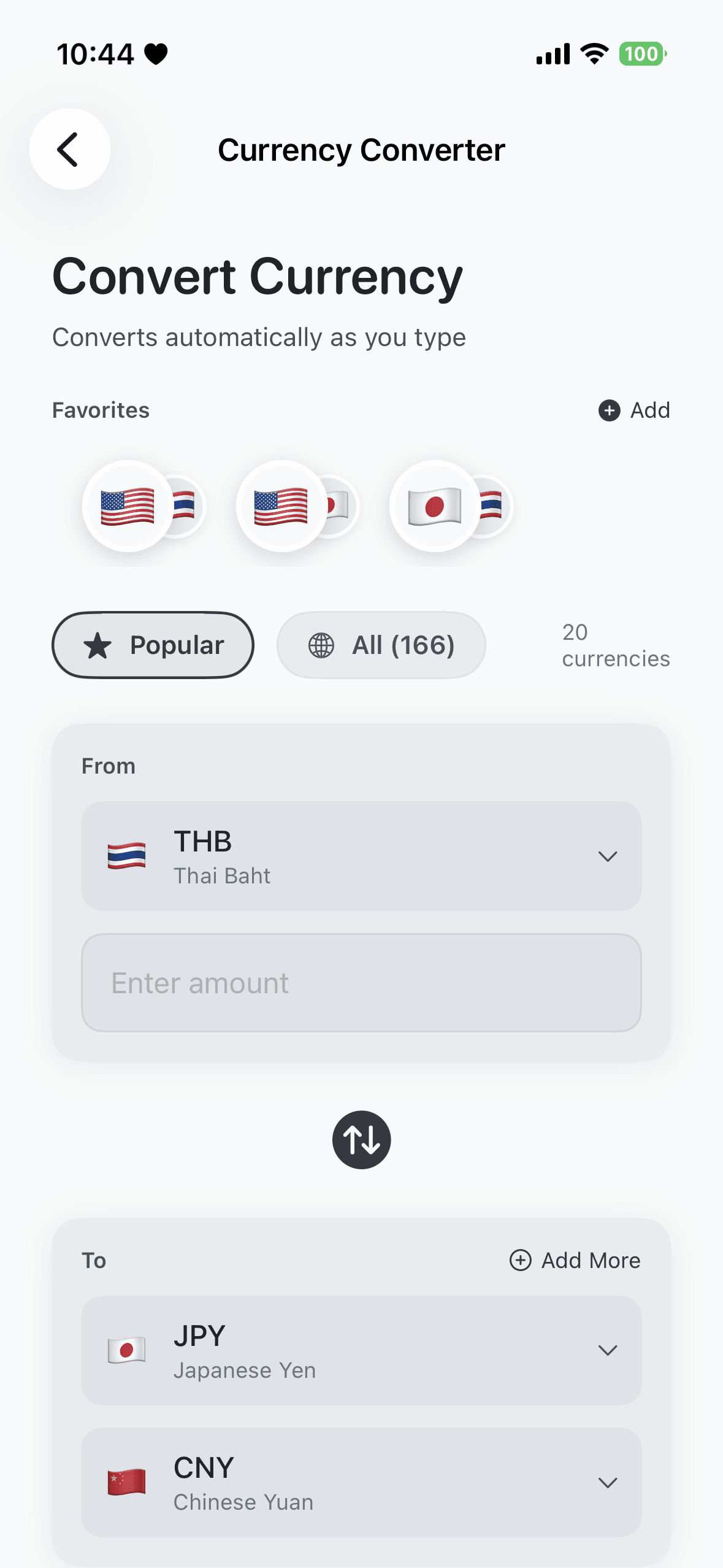 Currency converter with multi-target results